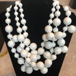 Kenneth Lane White Multi Layer Statement Necklace